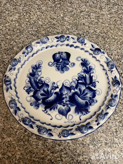 Тарелка -блюдо Гжель