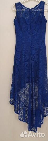 Вечернее платье кружевное синее