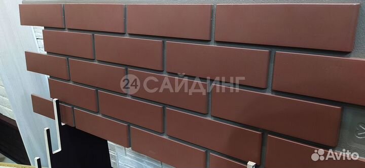 Фасадные панели Grand Line Кирпич Клинкерный design plus Корица (Махагон), шов тёмно-бежевый
