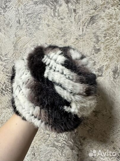 Шапка норковая вязаная