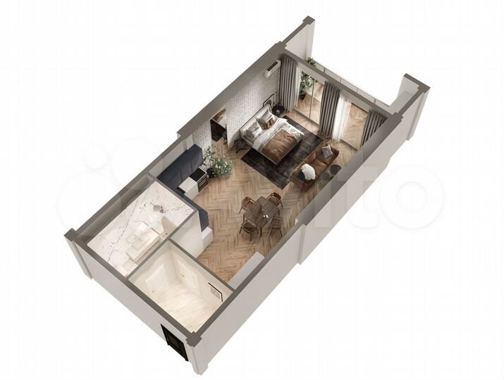 Апартаменты-студия, 75,2 м², 2/7 эт.