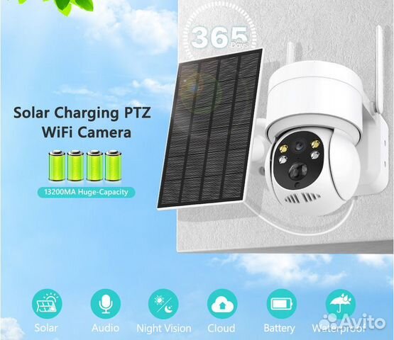 Видеокамера на телефон 2 мп солнечная поворотная