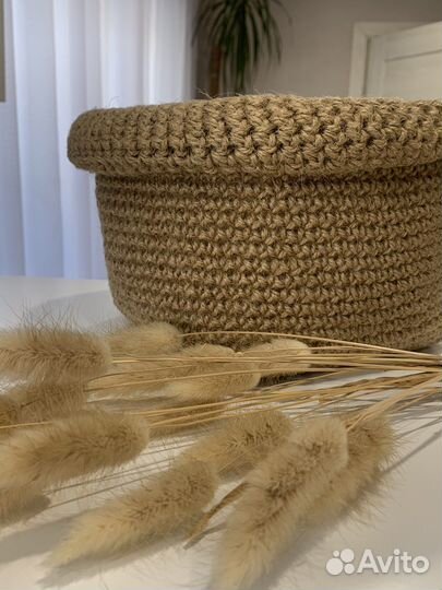 Корзины из джута крючком
