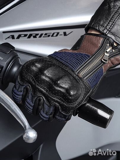 Мотоперчатки кожаные перфорация