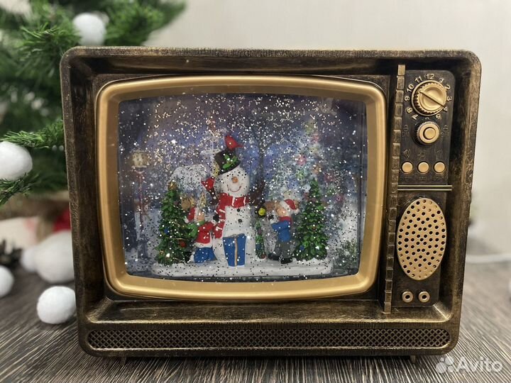 Фонарь новогодний телевизор с подсветкой
