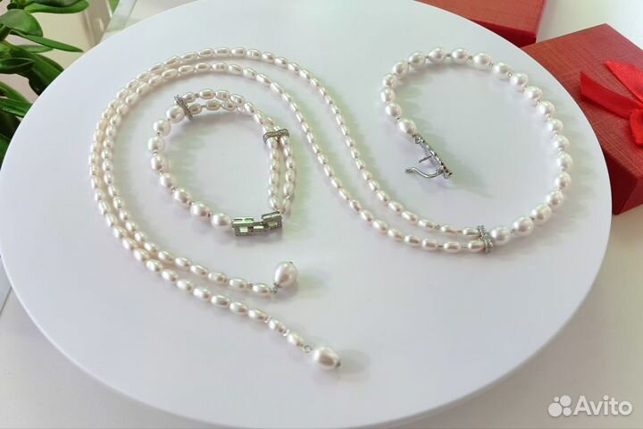 Колье из натурального жемчуга