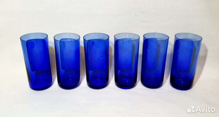 Набор стаканов Гдр, синее стекло