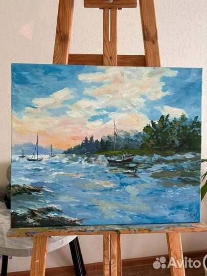 Картина 50х60 морской пейзаж кораблики