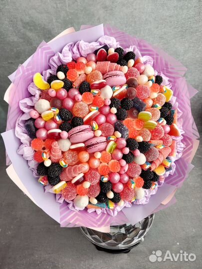 Сладкий букет из мармелада и зефира, детский букет