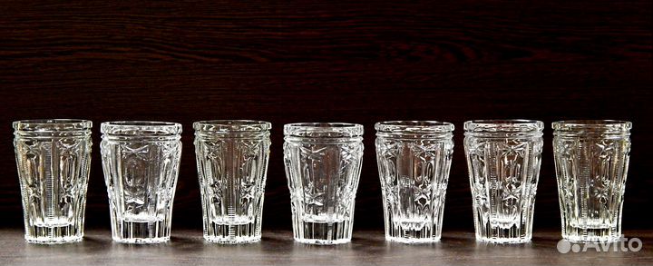 Набор 7 хрустальных высоких стаканов СССР 70-е г