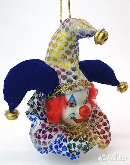 Клоун фигурка-магнит и елочная игрушка Фарфор