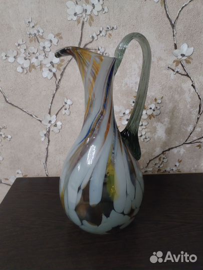 Кувшин цветное стекло СССР винтаж