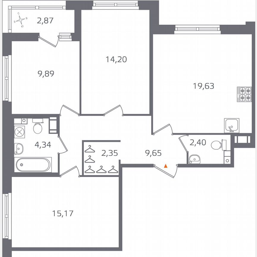 3-к. квартира, 79,1 м², 10/15 эт.