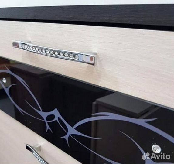 Модульная прихожая стекло с фотопечатью и стразами