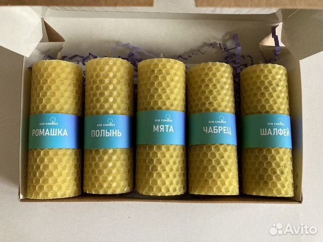 Набор свечей из вощины (цветной и натуральной)
