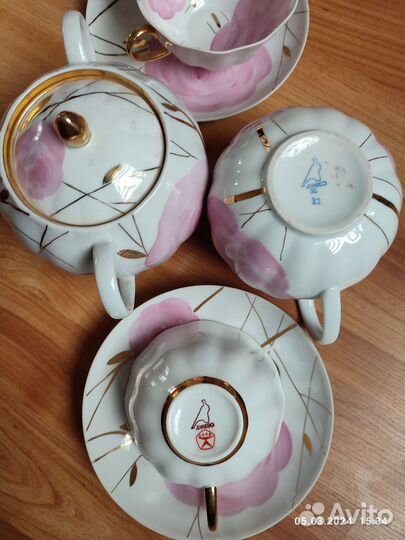 Чайная пара,сахарница,молочник Дулево СССР