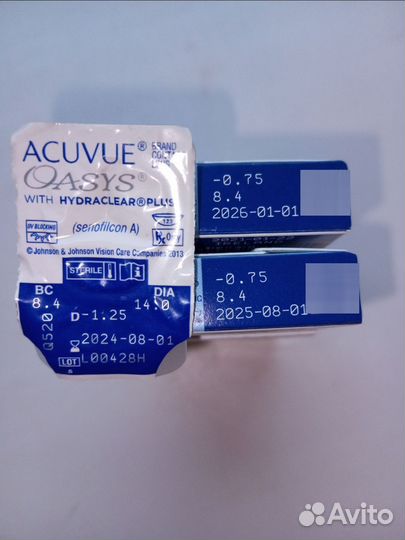 Линзы контактные acuvue oasys двухнедельные -0.75