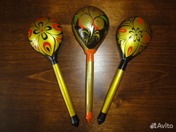 Столовые ложки деревянные Хохлома, 19 см