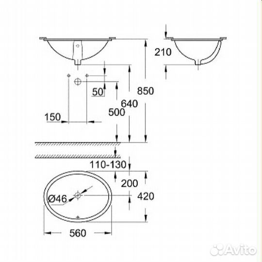 B325 Раковина встраиваемая Grohe Universal