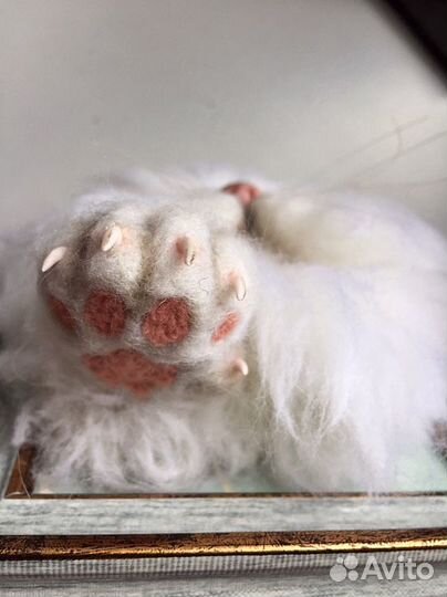 Картина панно объемная (кот валяние)