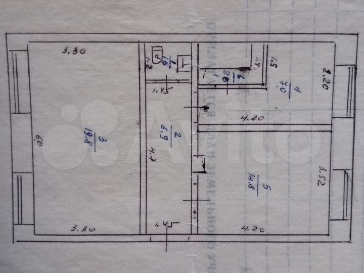 2-к. квартира, 52,7 м², 1/2 эт.