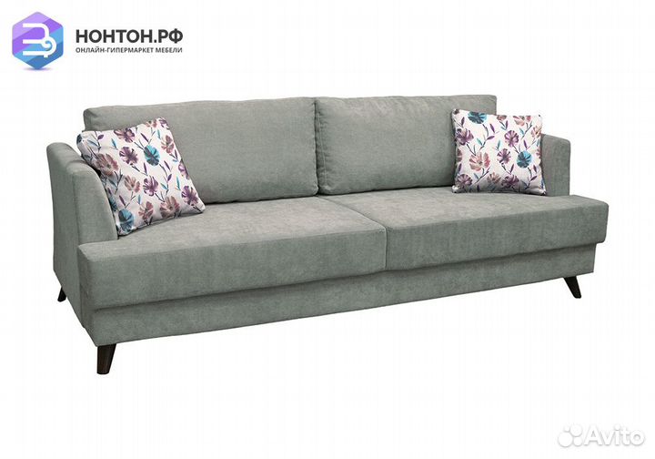 Диван тик-так Дамаск серый / вьюнки