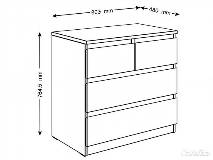 Мальта комод 2+2 ящика 80х76 Сонома