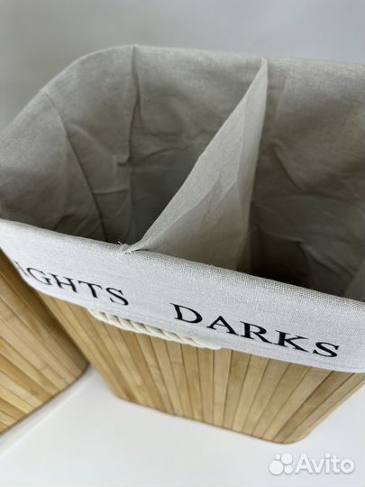 Бамбуковая корзина для белья