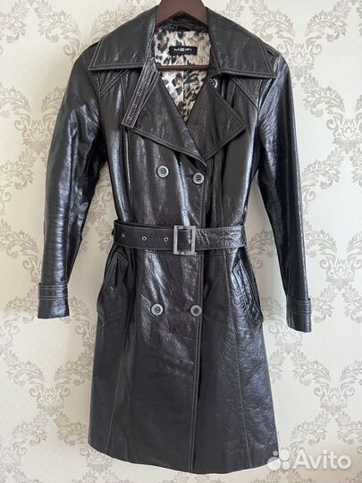 Кожаный плащ женский 42 44