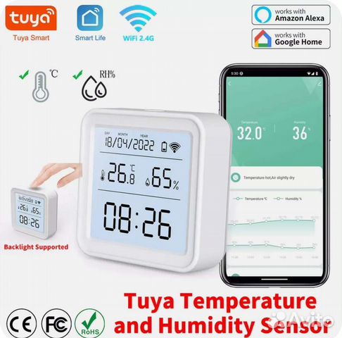 Умный дом wifi датчик температуры и влажности Tuya