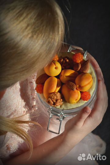 Банка для хранения / ручная работа / лепка /фрукты