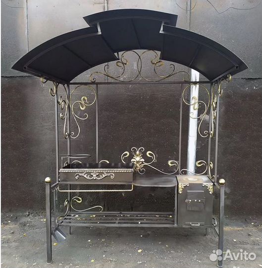 Мангал с печью под казан