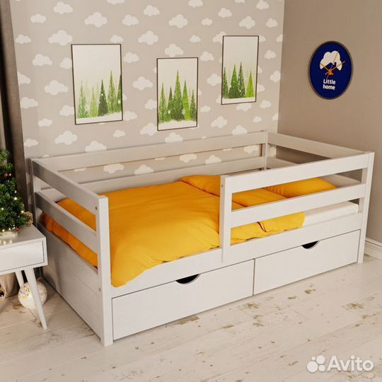 Кроватка из натурального дерева детская софа высок