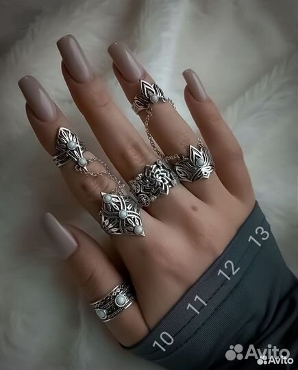 Кольца серебряные на весь палец на фалангу кольцо