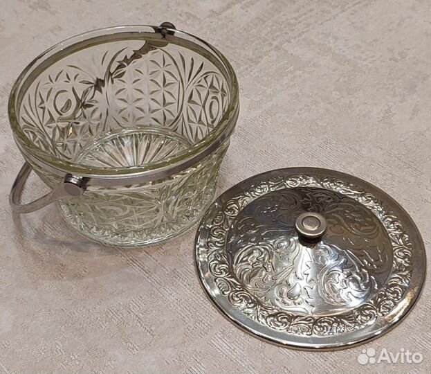 Сахарница СССР, конфетница, стекло, металл