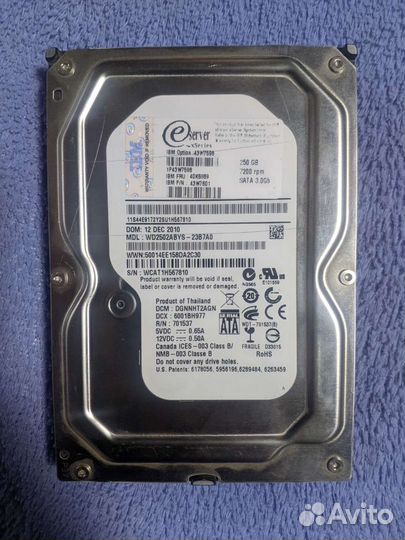 Жесткий диск WD 250 GB