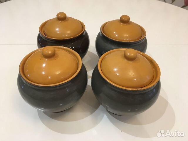 Горшочки глиняные для запекания 4 шт*800мл