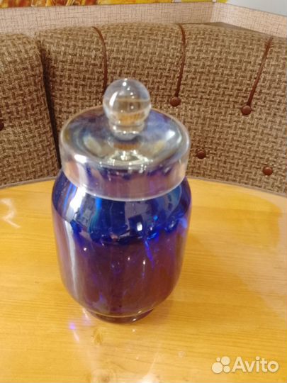 Чайница сахарница синее стекло СССР