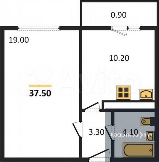 1-к. квартира, 37,5 м², 5/17 эт.