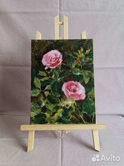 Картина маслом с розами