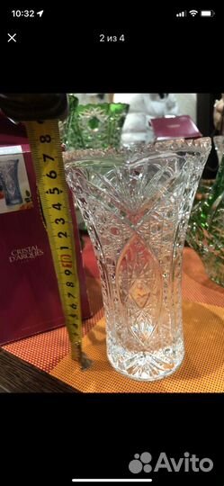 Вазы хрусталь, цветное стекло