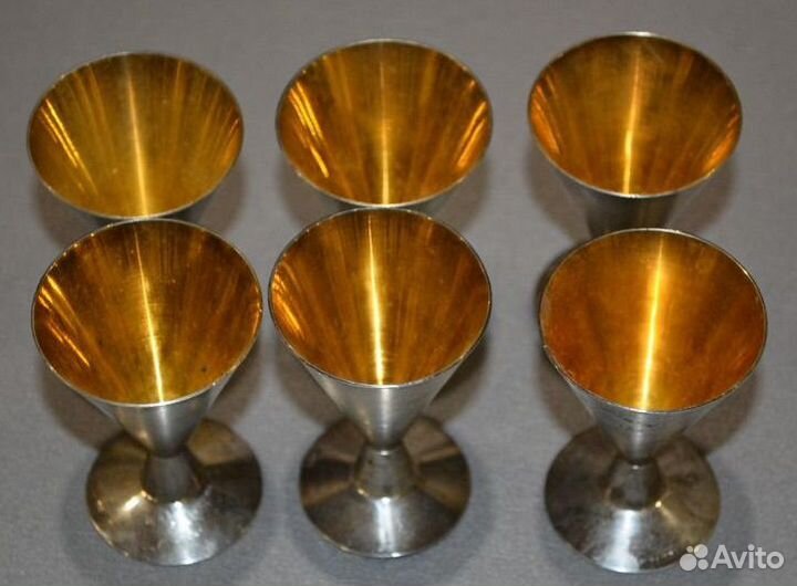 Рюмки серебро 916 пр, 6 шт, вес- 191,6 гр