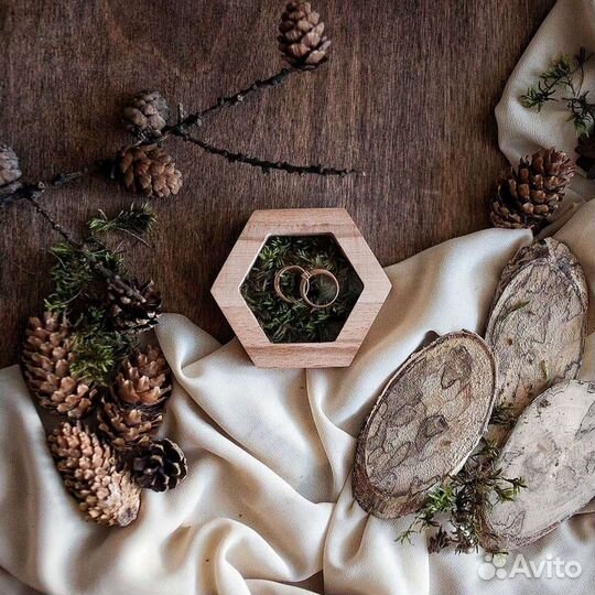 Шкатулка свадебная для колец деревянная