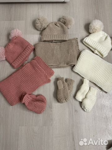 Комплект шапка шарф и варежки на весну