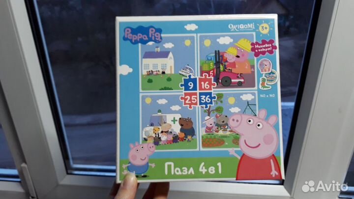 Пазл свинка Пеппа 4 в 1