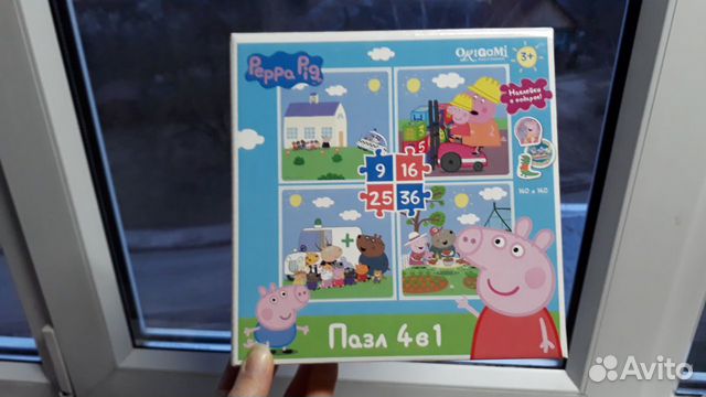 Пазл свинка Пеппа 4 в 1