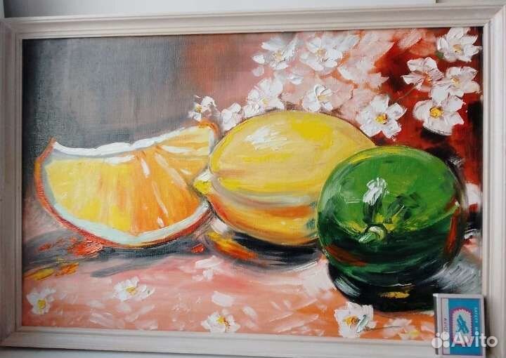 Картина маслом. Цветы и фрукты