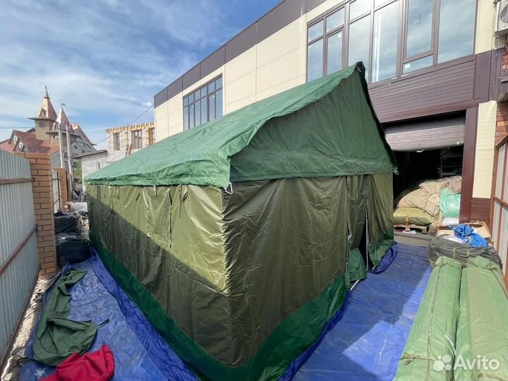 Палатка Каркасная утепленная зеленого цвета 5х6м