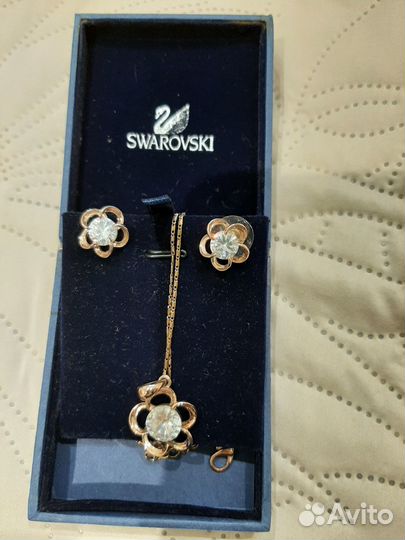 Цепочка, серьги, кулон swarovski