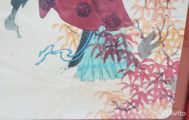 Картины 2 шт пара Китай живопись шелк 1940 г